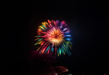 Poster - A vibrant, multi-colored firework bursts against a black, isolated background.