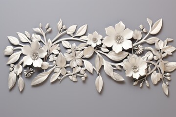 Wall Mural - Winter floral border flower silver plant.