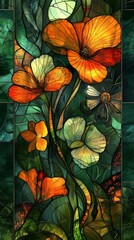 Poster - Stained glass flowers vibrant composition showing beauty of nature