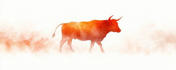 Poster - Dynamic Abstract Bull Silhouette in Market Context