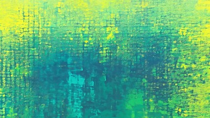 Poster - Vibrant abstract art with blue and yellow tones showcasing layered textures and patterns in a contemporary setting