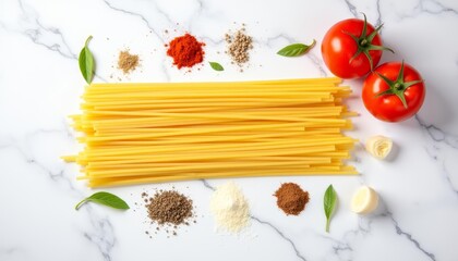  Fresh pasta vibrant spices and ripe tomatoes ready for a flavorful meal