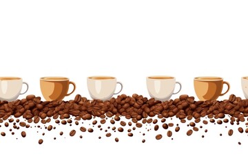 Wall Mural - Coffee line horizontal border drink cup mug.