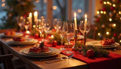 christmas dinner table, a warm night on christmas Day
