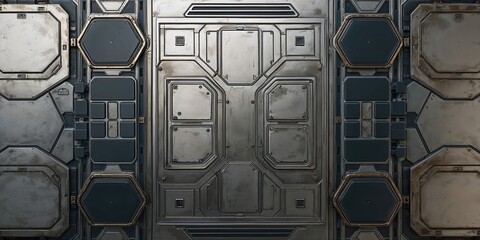 Sticker - Futuristic Metal Door with Geometric Panels