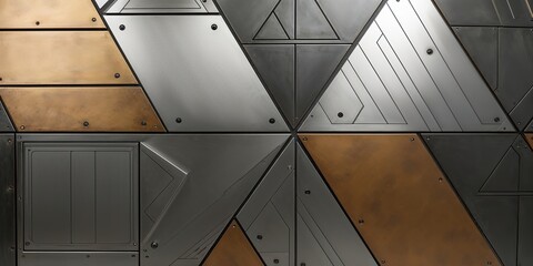 Poster - Geometric Metal Wall Paneling