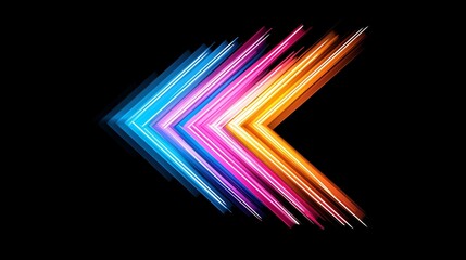 Poster - Dynamic Colorful Arrow in Motion - Bold Lines and Sharp Angles Isolated on Black Backdrop for Eye-Catching Designs