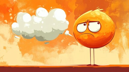 Wall Mural - Angry cartoon character featuring a thought bubble