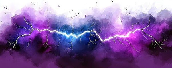 Poster - Electrifying Watercolor Lightning Abstract Art