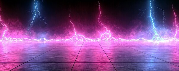Poster - Vivid Lightning on Glossy Floor Surface