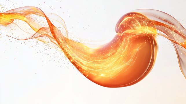 Abstract 3D illustration of a glowing quantum energy field swirling around a human stomach shape floating against a clean white background