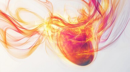 Poster - Abstract 3D illustration of a glowing quantum energy field swirling around a human stomach shape floating against a clean white background