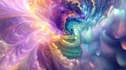 Poster - abstract representation of a quantum seed, glowing and radiating energy, set against a crisp white background.