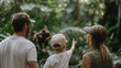 © forenna - Child Excitedly Pointing at Monkeys with Parents in Nature Setting