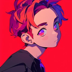 A white youth boy with European or American faces in anime cartoon image. The anime style brings a sense of fun and creativity,dynamic and eye-catching. It's a combination of art and commerce.