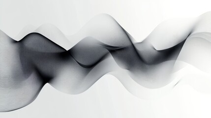 Poster - Abstract black and white waves gracefully flow across a soft, light background.