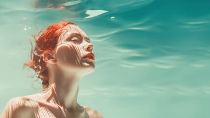 Wall Mural - swimming portrait outdoors nature.