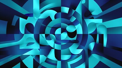 Aufkleber - Abstract blue geometric background