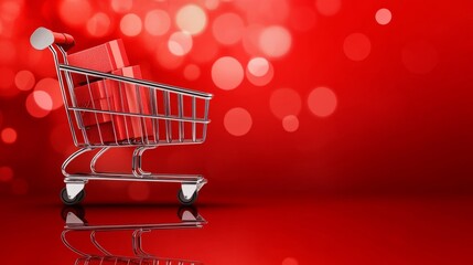 Poster - Bright sale banner with a full cart and space for promotional text, perfect for online shopping campaigns