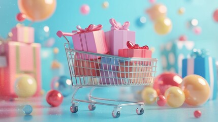 Poster - Flash sale banner with a packed cart, promoting special offers for online shoppers.