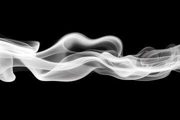 white smoke swirls on black background, soft wispy smoke lines and waves for atmospheric, vapor, or mystical design elements