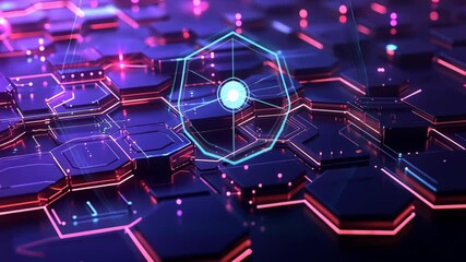 Aufkleber - Digital hexagon abstract background Video
