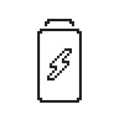 Aufkleber - Pixel Art Battery Icon. Pixelated Battery with a Lightning Bolt. Isolated Vector Illustration