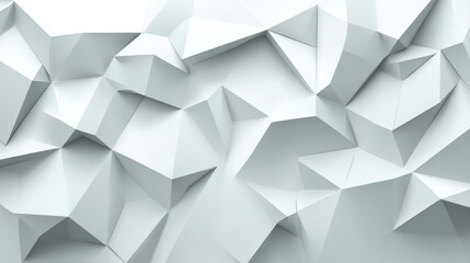 Poster - A textured, abstract wall of sharp, geometric shapes in a minimalist white palette.