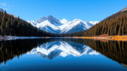  Snow-Covered Peaks Reflected in Pristine Lake
