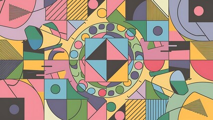 Aufkleber - Colorful geometric background landing page. Vector illustration for wallpaper, banner, background, leaflet, catalog, cover, flyer
