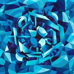 Aufkleber - Abstract blue geometric background