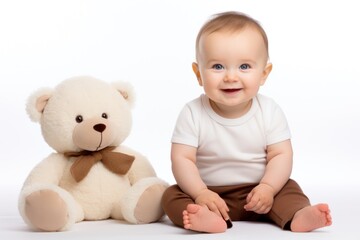 Canvas Print - Sitting baby toy portrait.