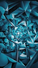 Aufkleber - Abstract blue geometric background