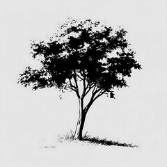 Poster - Hand-drawn illustration of a single tree with a simple background.