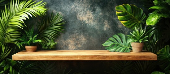 Canvas Print - Tropical Shelf with Green Foliage