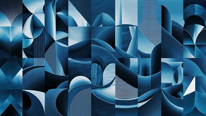 Aufkleber - Abstract blue geometric background