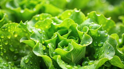 Wall Mural - Fresh lettuce with water droplet background and texture with depth of field