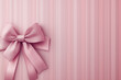 © RafaelDavid - Delicate Pink Ribbon Bow Against Soft Striped Background for Elegant Celebrations and Gifts