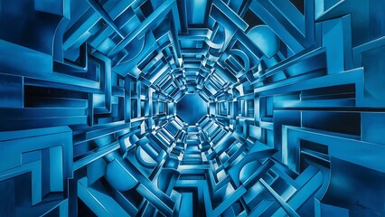 Aufkleber - Abstract blue geometric background