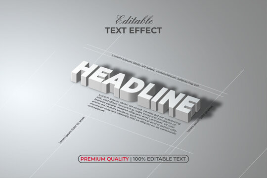 Editable Text Effect 3D Isometric Style Vector.