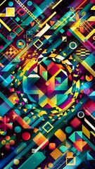 Aufkleber - Colorful geometric background landing page. Vector illustration for wallpaper, banner, background, leaflet, catalog, cover, flyer
