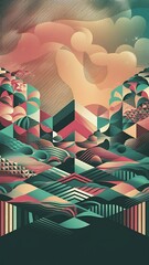 Aufkleber - Colorful geometric background landing page. Vector illustration for wallpaper, banner, background, leaflet, catalog, cover, flyer