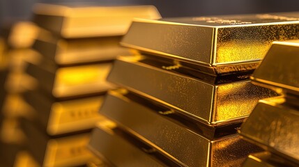 Golden Bars Towering in Financial Landscape