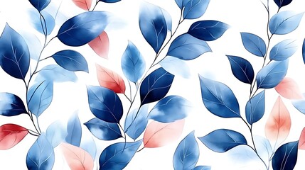 Poster - Refined Seamless Watercolor Leaf Pattern Design