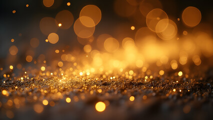 Aufkleber - Sparkle of abstract gold glitter on a photo adds depth with beautiful bokeh effect in the background.