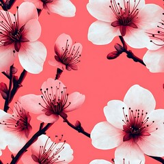 Poster - Artistic Seamless Pattern of Blooming Flowers