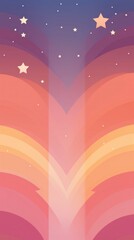 Wall Mural - rainbow with stars abstract pattern purple.