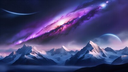 mysterious purple galaxy milky way