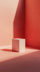 Poster - Minimalist Backdrop with Soft Shadows and Cubic Form
