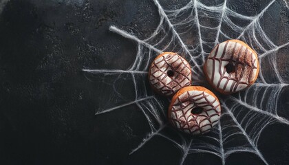 Spooky Spiderweb Donuts on deep background